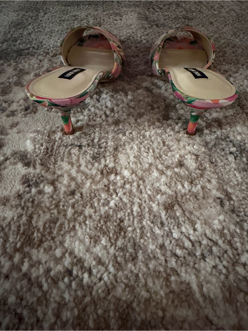 Nine West Luvlie Floral Peep-Toe heels in Pink & Greens - Picture 3 of 4